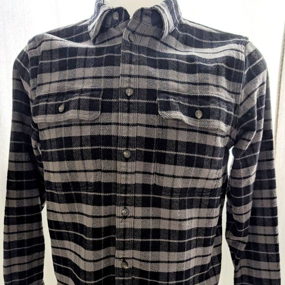 Everlane Men’s Large Plaid Flannel Shacket Jacket — 100% Cotton, Gray & Black - Picture 1 of 9